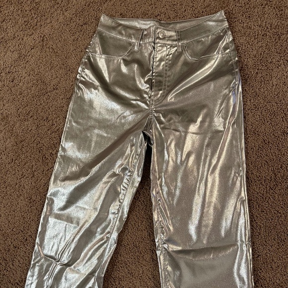NWT H&M Silver 90's Straight Pants - SIZE 4 - Picture 4 of 6